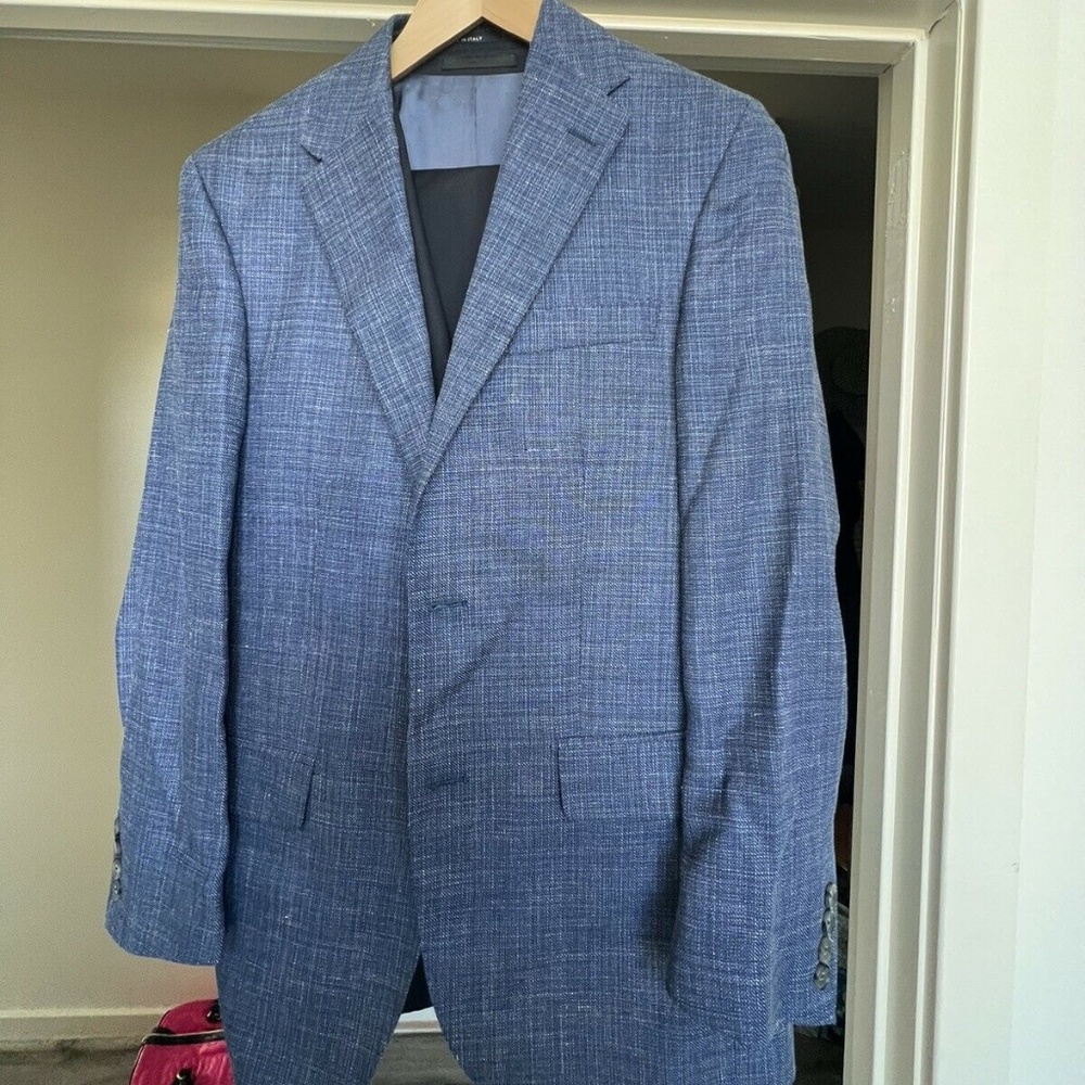 mens blue plaid sport coat 38r
